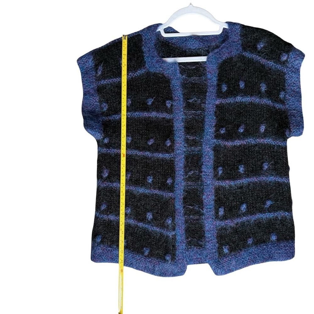 Handmade Purple and Black Open Cardigan Sweater Size S M Boho Knit Cottagecore - Picture 8 of 9